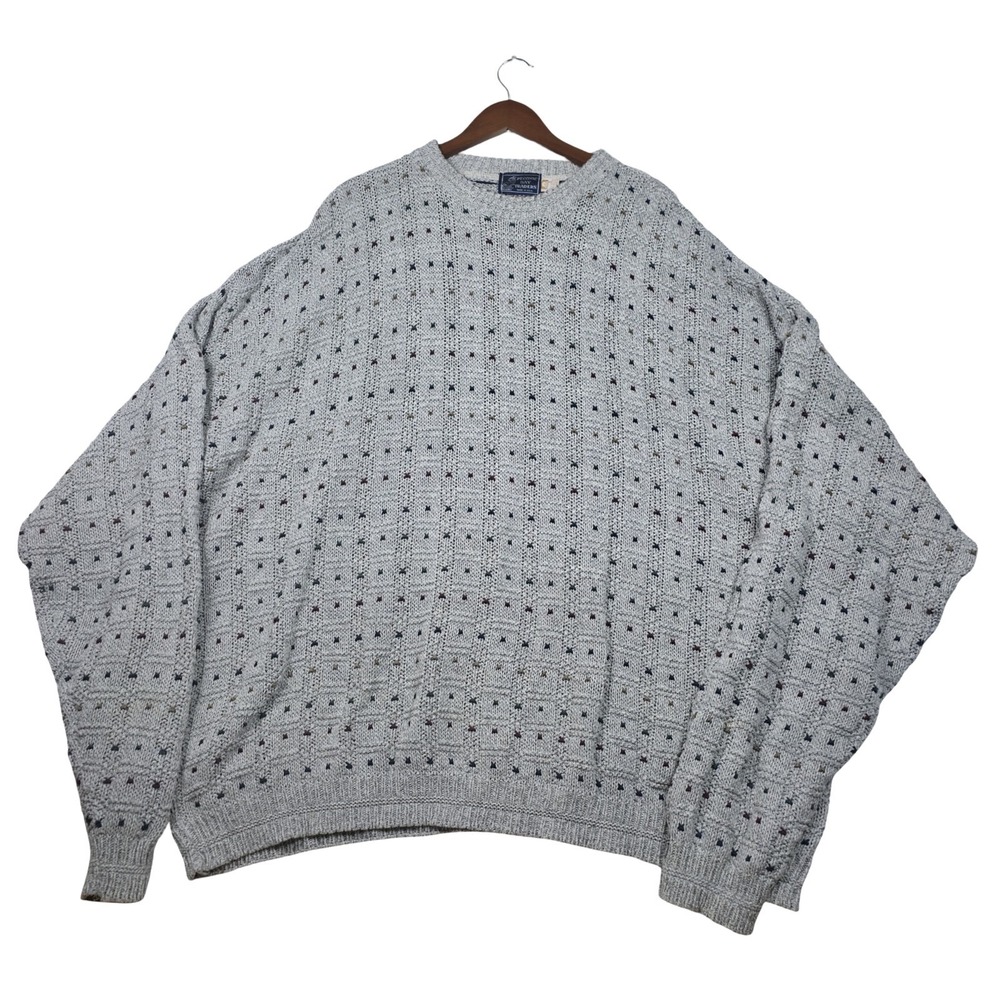 VTG Peconic Bay Traders Sweater XXL Textured Knit Cotton Made USA 90s Oversized